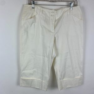 Ann Taylor LOFT Marisa Stretch White Cropped Pants Cuffed